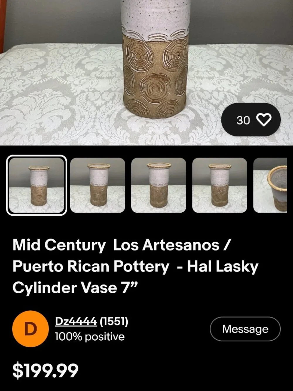 Vintage Midcentury Los Artesanos Hal Lasky Stoneware Studio Pottery Vase Puerto